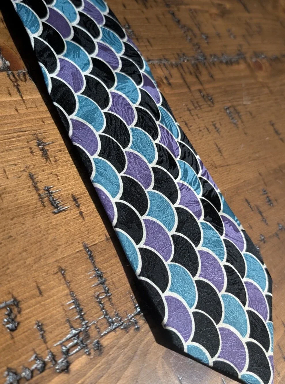 VTG- Perazzi 100% Silk Fishscale Mermaid Tie